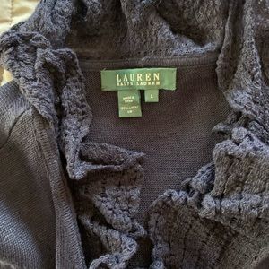 Ralph Lauren Ruffle Navy Blue Cardigan